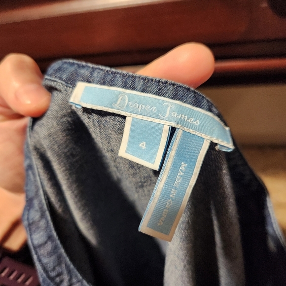 Draper James Chambray Ruffle Bell Sleeves Shift Dress - Picture 9 of 9